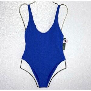 Wild Fable Womens Extra High Leg Extra Cheeky Pucker Textured Blue Swimsuit New!